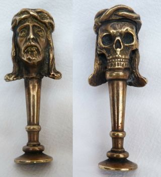 Pipe Tamper Stopper Brass Jezus Janus Head Christ Death Skullseals