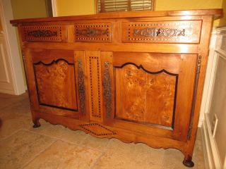 French Provincial Carved Louis Xv Sideboard Buffet,  Fruit - Wood,  Circa 1820