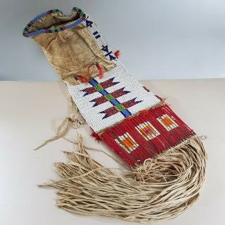 Antique Sioux (lakota) Beaded And Quilled Pipe Bag,  Amos Gottschall,  Circa 1890