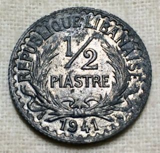 1921 Lebanon 1/2 Piastre - Au - Hard To Find Vintage Coin
