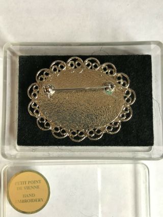 Vintage Petit Point de Vienne hand embroidery brooch 3
