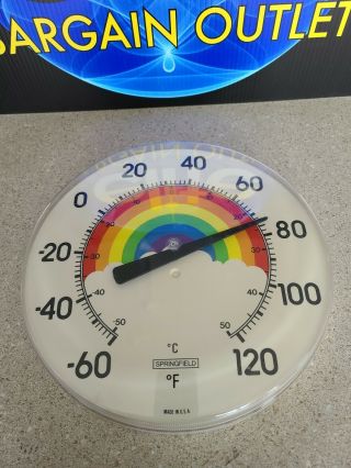Vintage Rainbow & Clouds Outdoor Thermometer