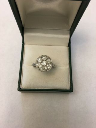Antique Art Deco Platinum 18k Gold Diamond Cocktail Ring
