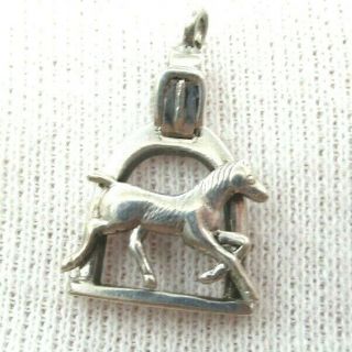 Vintage Sterling Silver Horse And Stirrup Movable Charm Pendant
