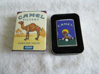 1998 Rjrtc Joe Camel Zippo Lighter Playing Pool Scene Rare Never Fired