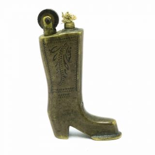 Vintage Wwi Wwii Handmade Trench Art Brass Figural Boot Lighter