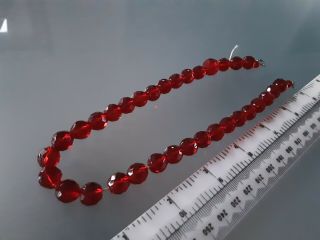 Vintage Art Deco Czech Ruby Red Poured Glass Beads Necklace Needs Restringing