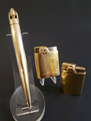 Vintage Ronson 14kt Gold Filled Penciliter,  Essex And Capri Goldtone Lighters