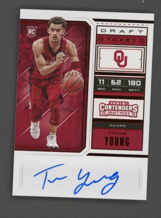 2018 Panini Contenders Red Draft Ticket Trae Young Rc Rookie Auto