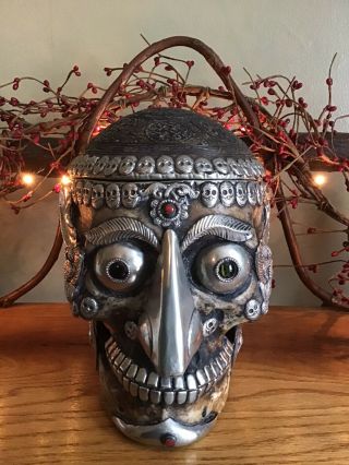Tibetan Kapala Full Skull - Hindu / Buddhist Ritual Implement