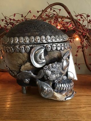 Tibetan Kapala Full Skull - Hindu / Buddhist Ritual implement 2