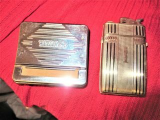 Vintage Rizla Cigarette Roller Tobacco Tin Case & Evans Cigarette Lighter Case