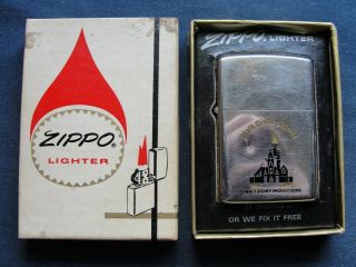 Vintage Zippo Lighter Disney Cinderella Castle 250 Slim Hinge High Polish