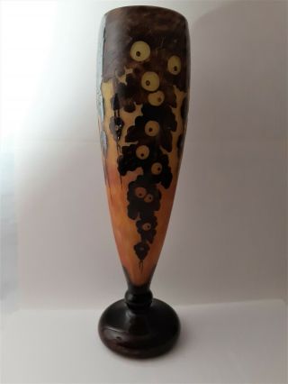 Antique La Verre Francais Cameo Art Glass 19 " Vase,  Signed