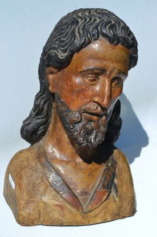 Spanish Colonial Santos 18th Century Bust Of Jesus Christ