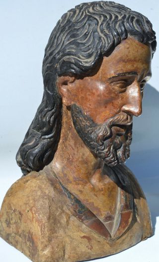 SPANISH COLONIAL SANTOS 18TH CENTURY BUST of JESUS CHRIST 3