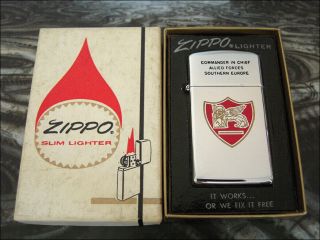 1978 Vintage Zippo Commander In Chief Allied Forces Southern Europe.  Nato Uss