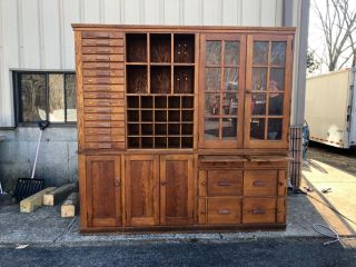Vintage Oak School House Cabinet Awesome Kitchen Potential 90.  5”w X 87” H X 15.  5