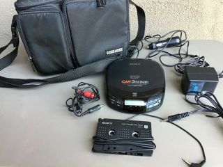 Vintage Sony Car Discman D - 842k Mega Bass Esp Portable Cd Player & Accessories