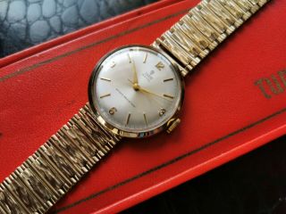 Vintage Rolex Tudor Royal 9ct Gold Wristwatch On Solid 9ct Gold Bracelet Boxed