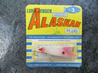 Vintage In Package Luhr Jensen Alaskan Salmon Plug - Red & White - 3 Inch