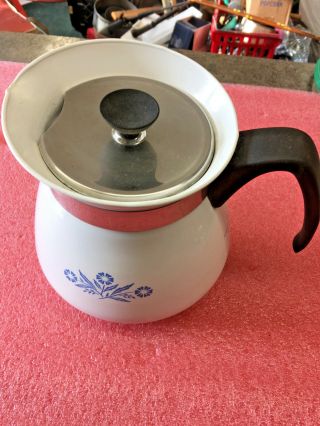 Bs9 Vintage Corning Ware 2 Quart Cornflower Teapot With Chrome Lid