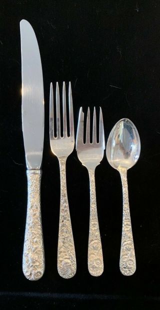 Kirk Repoussee Sterling Set 8 By 4 Shape True Dinner Not Monogrammed