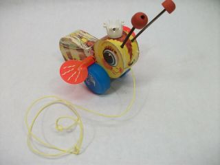 Vintage Fisher Price Queen Buzzy Bee 444 Wood Pull Toy