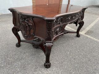 Fantastic R J Horner Mahogany Carved Partners Desk.  1890s 2