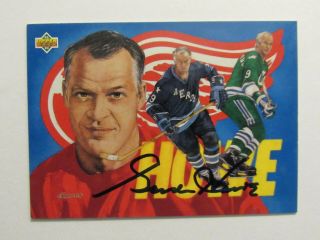 1992 - 93 Gordie Howe Upper Deck Hockey Heroes Autograph Auto Insert 27 Wings