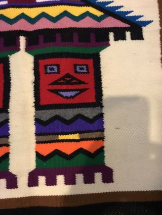 VINTAGE Mexican Saltillo Serape Runner Rug Aztec Southwest 45 X 24 Woven Man 2