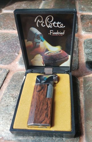 Colibri Pipette Lighter Firebird Torch Style Cigar Pipe Vintage Wood Grain