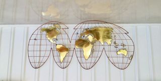 Rare Vintage Mid Century Signed Curtis Jere World Map Wall Hanging Sculpture