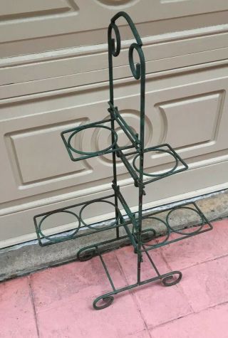 Antique Vintage Wrought Iron Plant Stand Ornate Design,  32 1/2 Tall