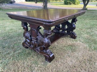 Horner Era Mahogany Carved Griffin Desk/library Table 1890s/ Available