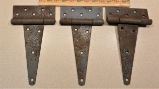 3 10 " Large Vintage Rusty " T " Hinges Off A Barn Strong