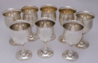 Reed & Barton Queen Elizabeth Sterling Silver Wine / Water Goblets Set Of 8
