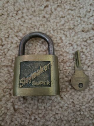 Vintage Brass Slaymaker Pad Lock With Key Padlock