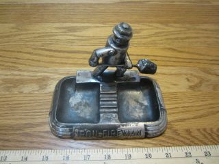 Vintage Iron Fireman Double Ashtray With Coal Robot by A.  C.  Rehberger Co.  Chicago 2