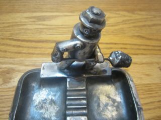 Vintage Iron Fireman Double Ashtray With Coal Robot by A.  C.  Rehberger Co.  Chicago 3