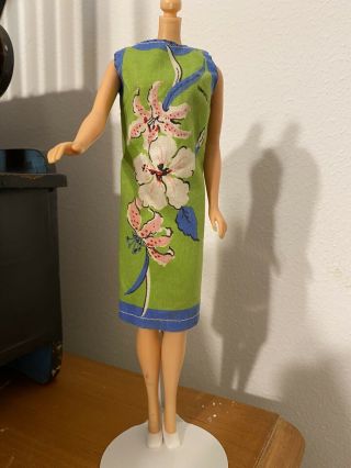 Vintage Barbie Clone Outfit Green Blue Cotton Dress Dress & Shoes 1960’s
