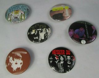Husker Du Replacements Pixies Etc 6 X Vintage 80s Us Badges Pins Buttons Punk
