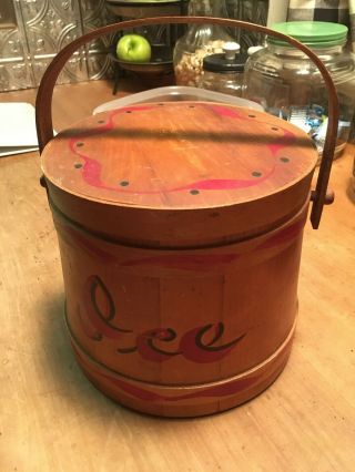 Vintage Jerywil Wood Ice Bucket Pail,  With Plastic Liner,  Farmhouse,  Rare Find