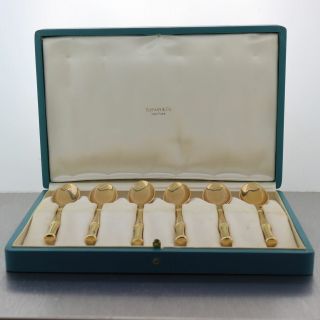 Antique Tiffany & Co.  14k Yellow Gold Bamboo Demitasse Spoons