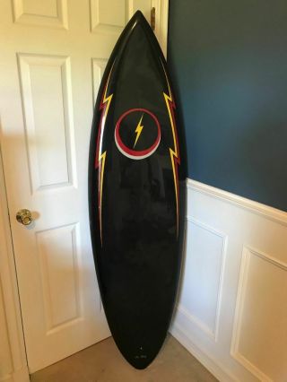 Vintage Lightning Bolt Surfboard Rare Black Gerry Lopez Hawaii Surfing