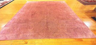 Masterpiece Vintage 1980 - 1990s Silk Pile Pink Color Oushak Area Rug 8x8ft