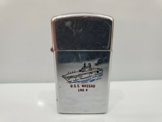 1974 Vintage Zippo Lighter Military Navy Ship Uss Nassau Lha 4 Double Sided