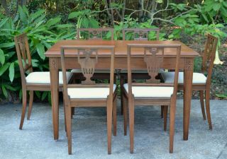 Walnut Dining Set Antique Bench Made Draw Leaf 90” Table 6 Chairs San Francisco