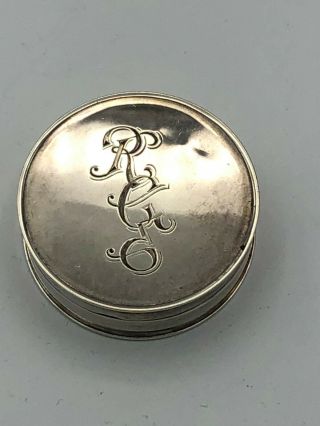 Vintage Sterling Silver Pill Box With Hinged Lid,  1 5/8 " X 1/2 "
