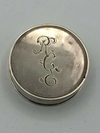 Vintage Sterling Silver Pill Box with hinged lid,  1 5/8 
